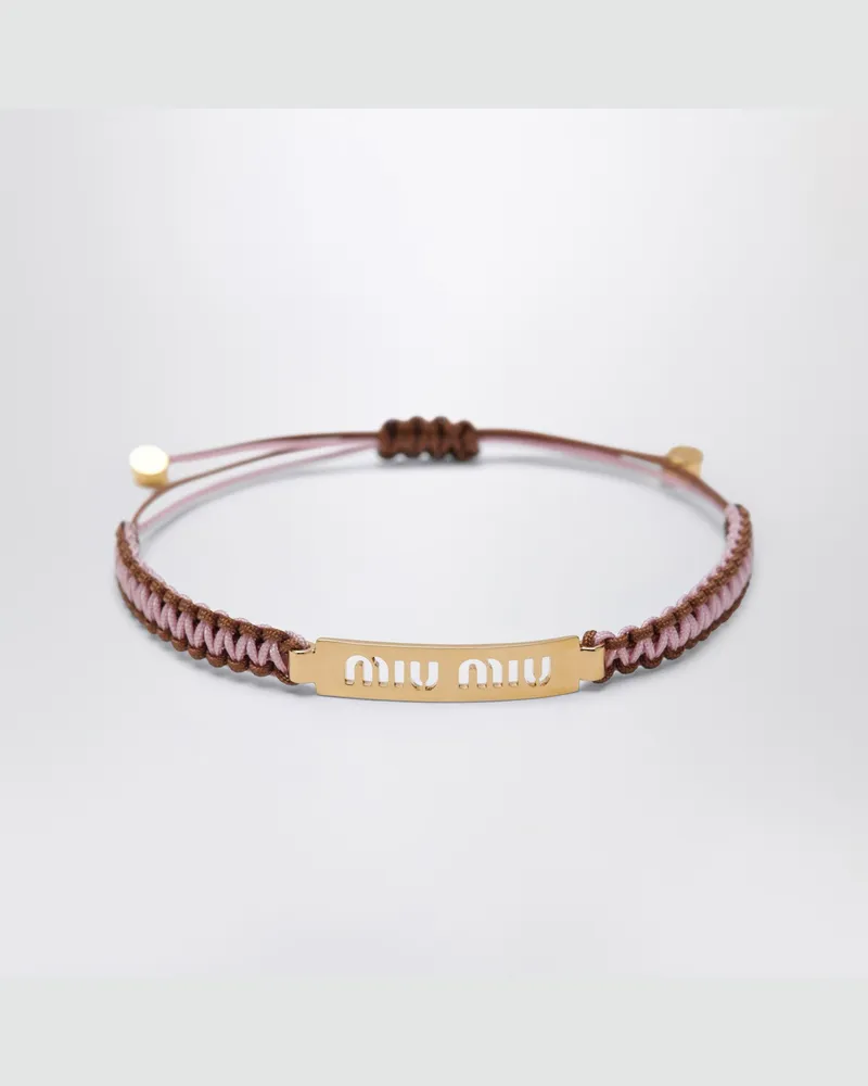 Miu Miu Armband rosa/braun mit geflochtener Kordel Multicolor