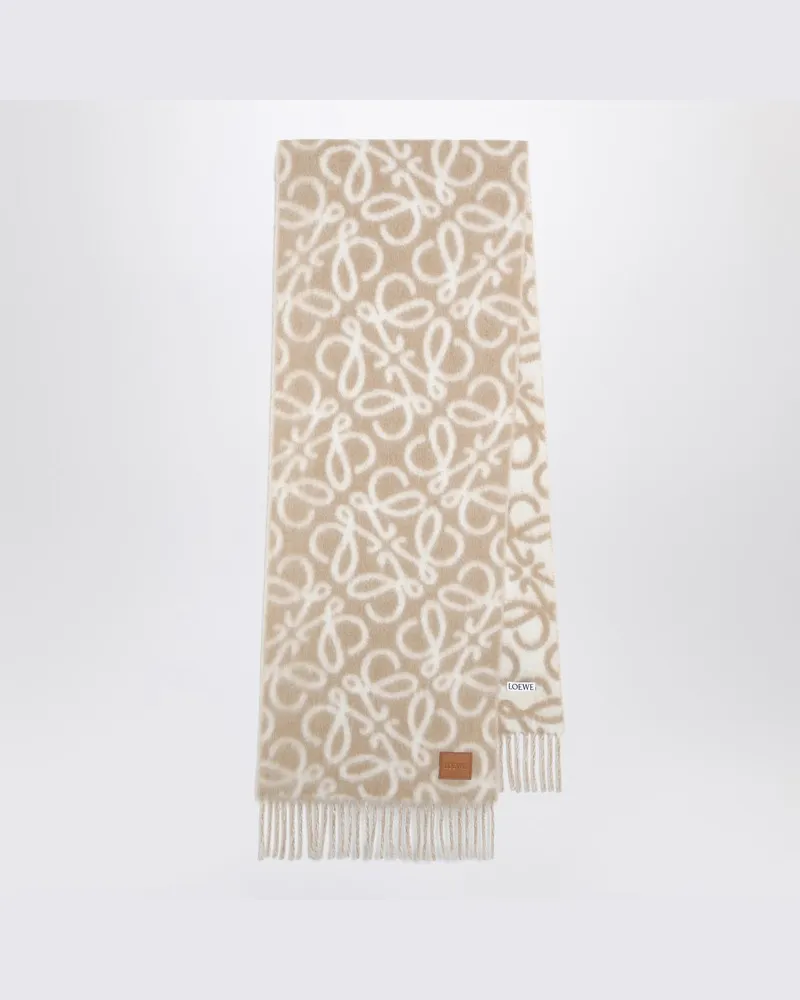 Loewe Beige/weißer Schal aus Alpaka-Woll-Mischung Beige
