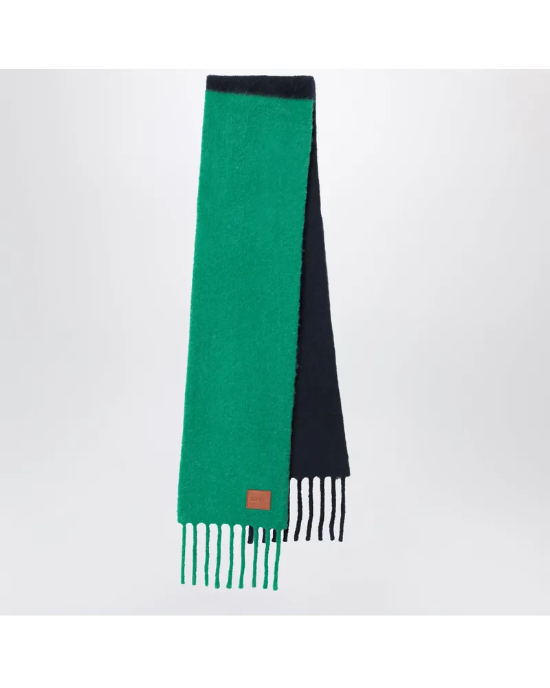 Loewe Grün/blauer zweifarbiger Schal aus Alpaka und Wolle Multicolor