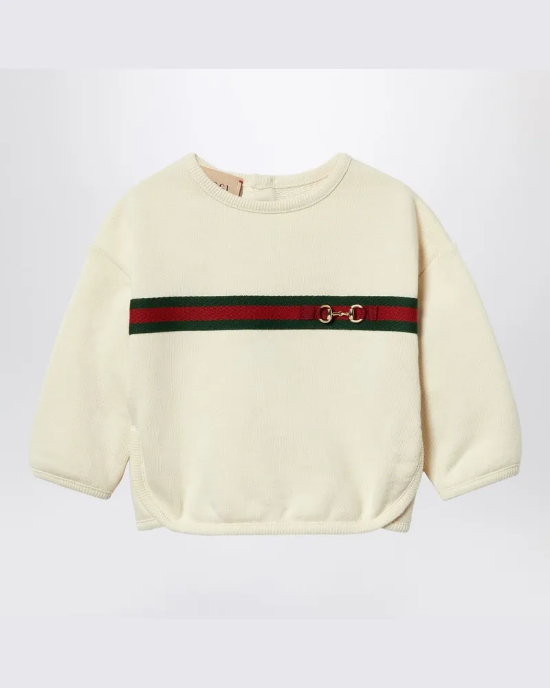Gucci Weißes Sweatshirt aus angerautem Baumwolljersey Weiß