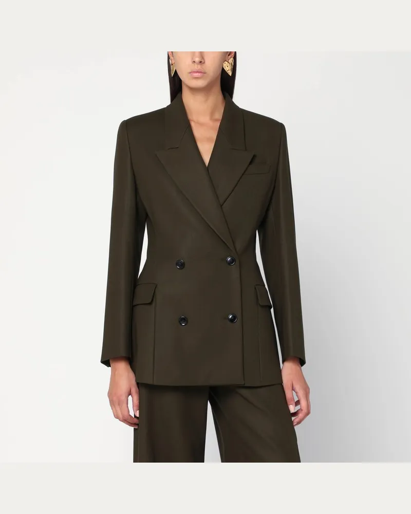 Alaïa Doppelt gefütterte olivgrüne Wolljacke Grün
