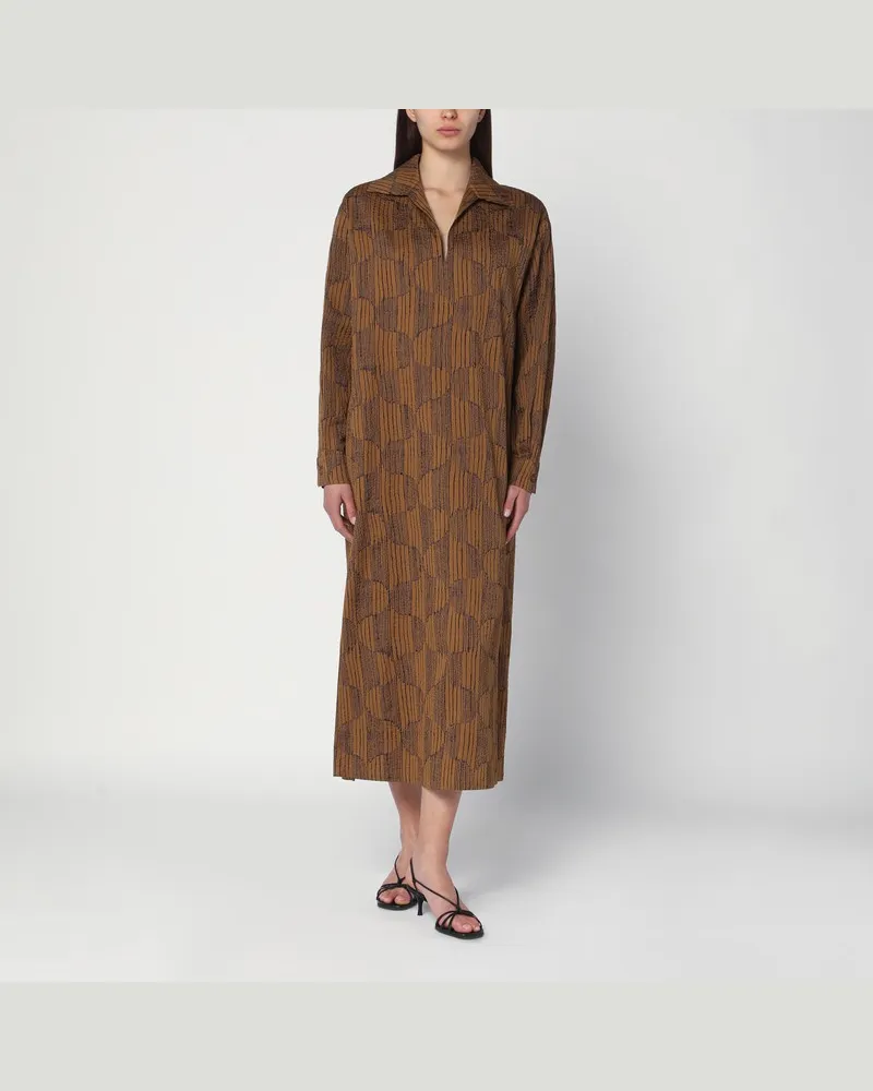 Max Mara Hemdblusenkleid in Olivgrün aus Baumwolle Beige