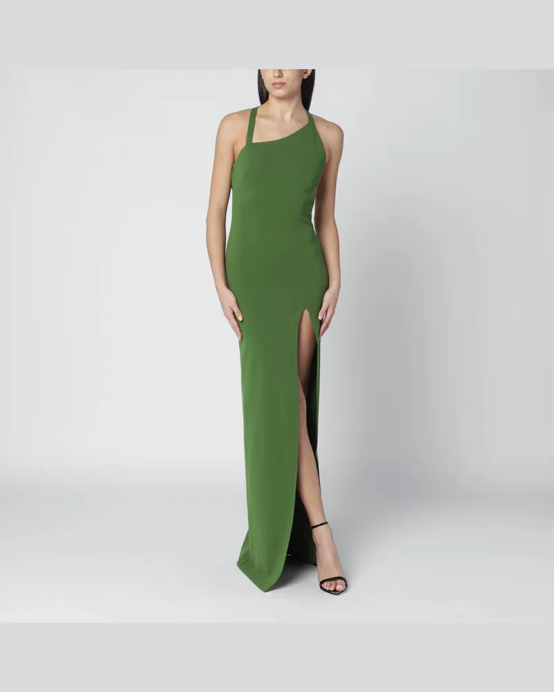ATTICO Langes grünes Kleid mit Schlitz 