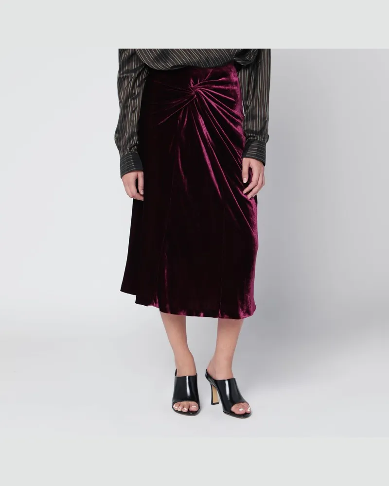Dries van Noten Violetter, drapierter Midirock aus Samt Violett