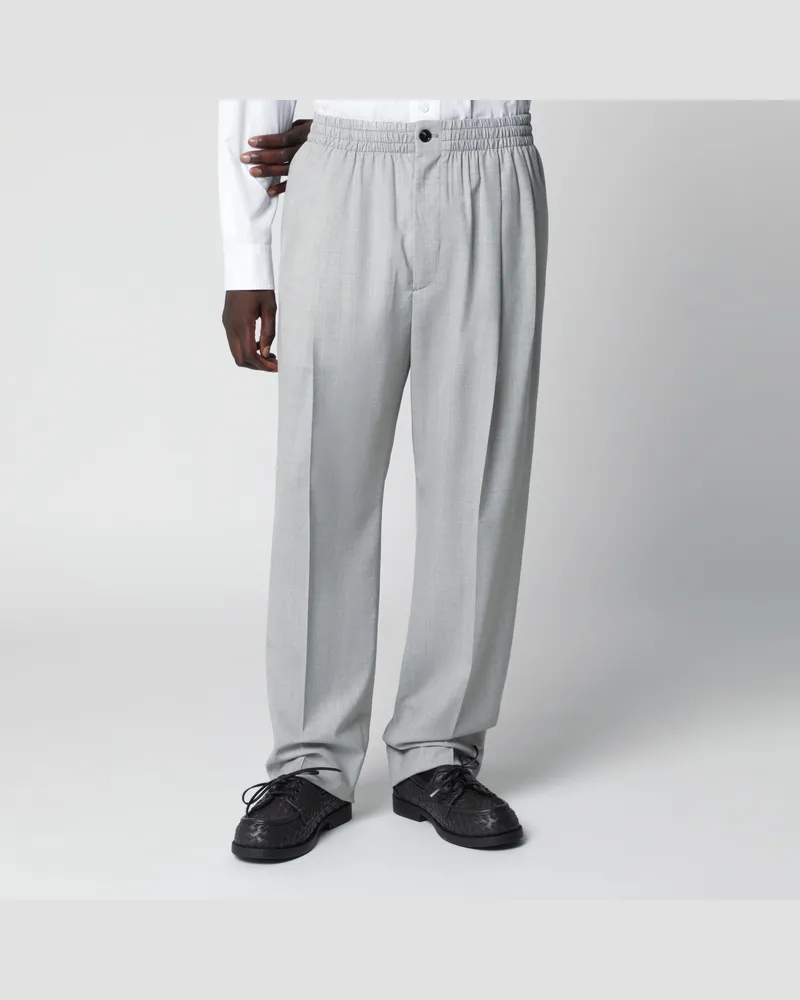 Bottega Veneta Hose aus hellgrauer Mélange-Wolle Grey
