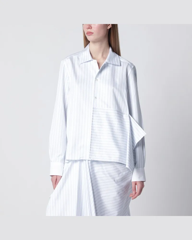 J.W.Anderson Weißes asymmetrisches drapiertes Streifenhemd Weiß