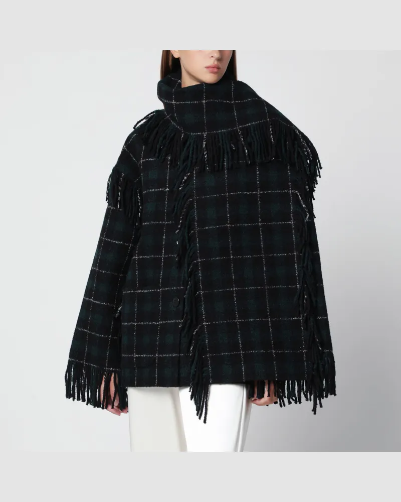 Totême Schwarz/grüne Jacke mit Check-Muster und Schal Multicolor