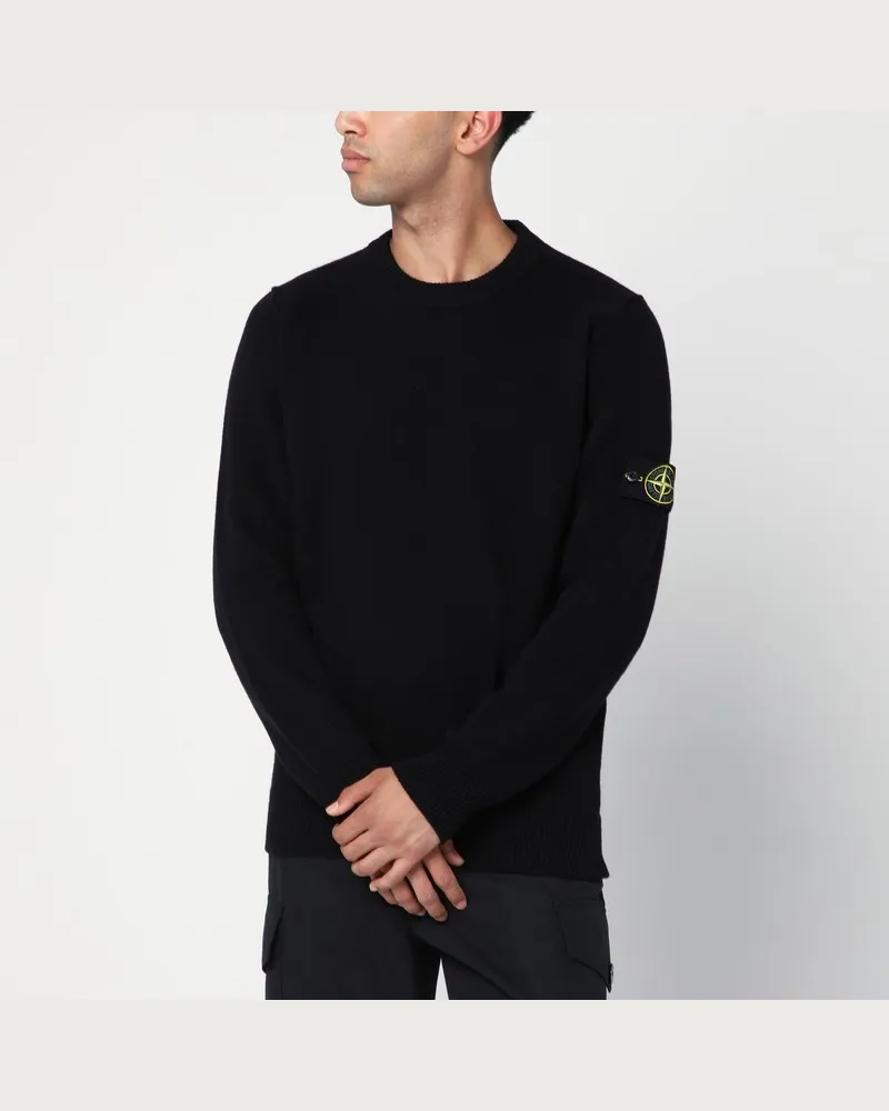 Stone Island Schwarzer Pullover aus Wollgemisch Schwarz