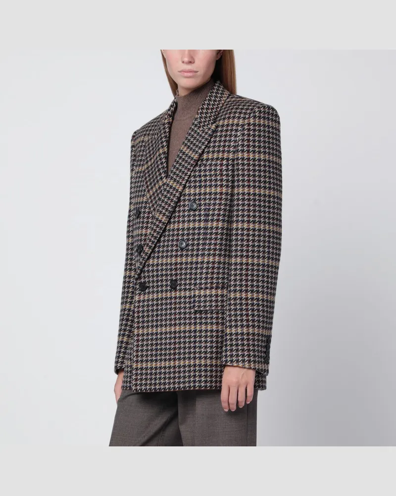 Saint Laurent Zweireihige Jacke aus karierter Wolle Mehrfarbig