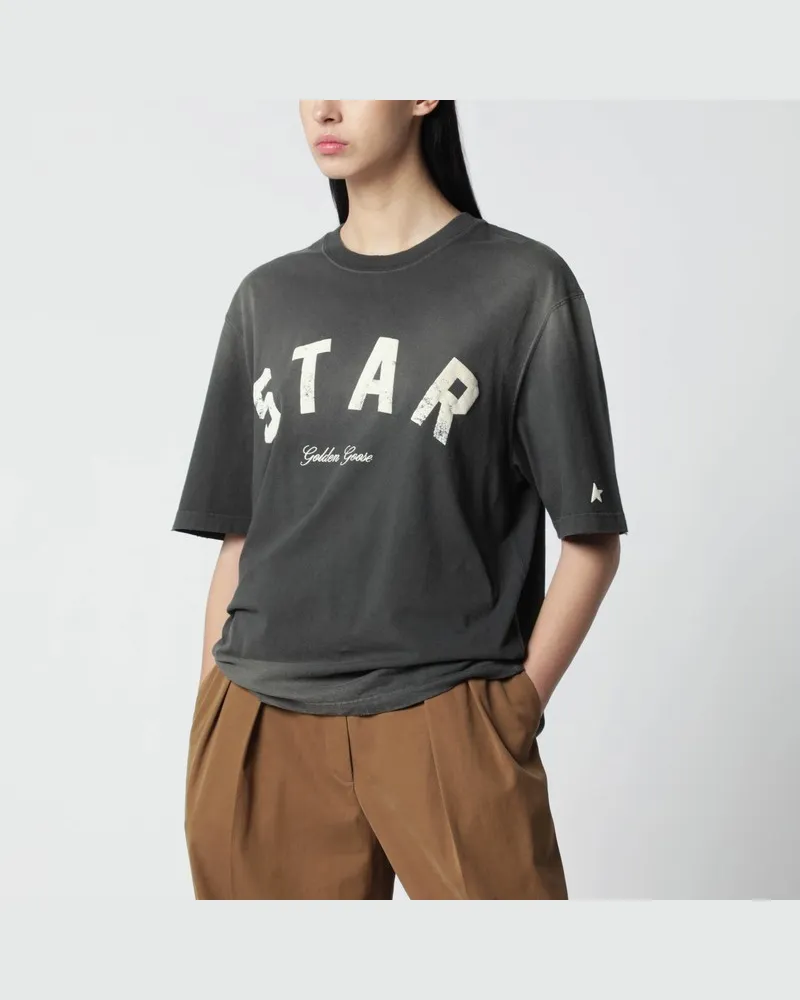 Golden Goose Schwarzes Star-T-Shirt im Vintage-Look Schwarz