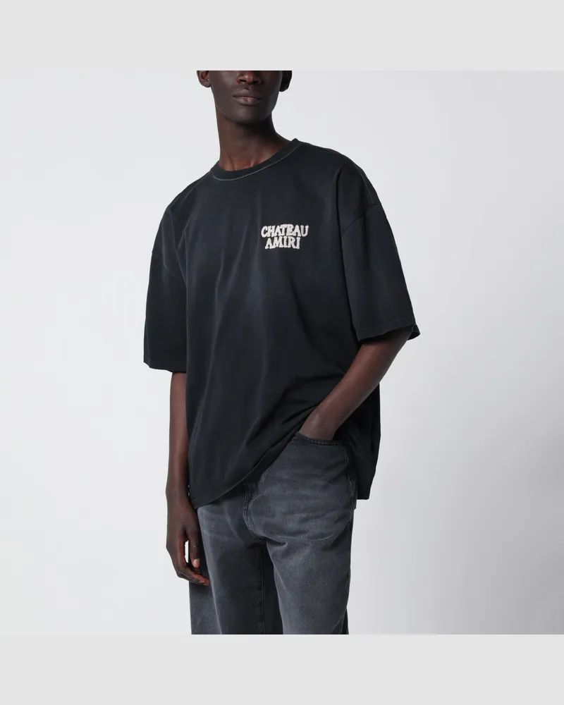 Amiri Schwarzes T-Shirt Mit Chateau  Logo 