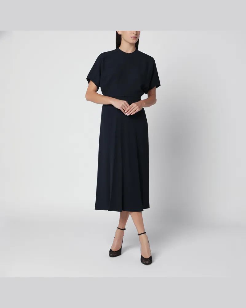 Victoria Beckham Eleanor Midikleid in Tintenblau aus fließendem Cady Blue
