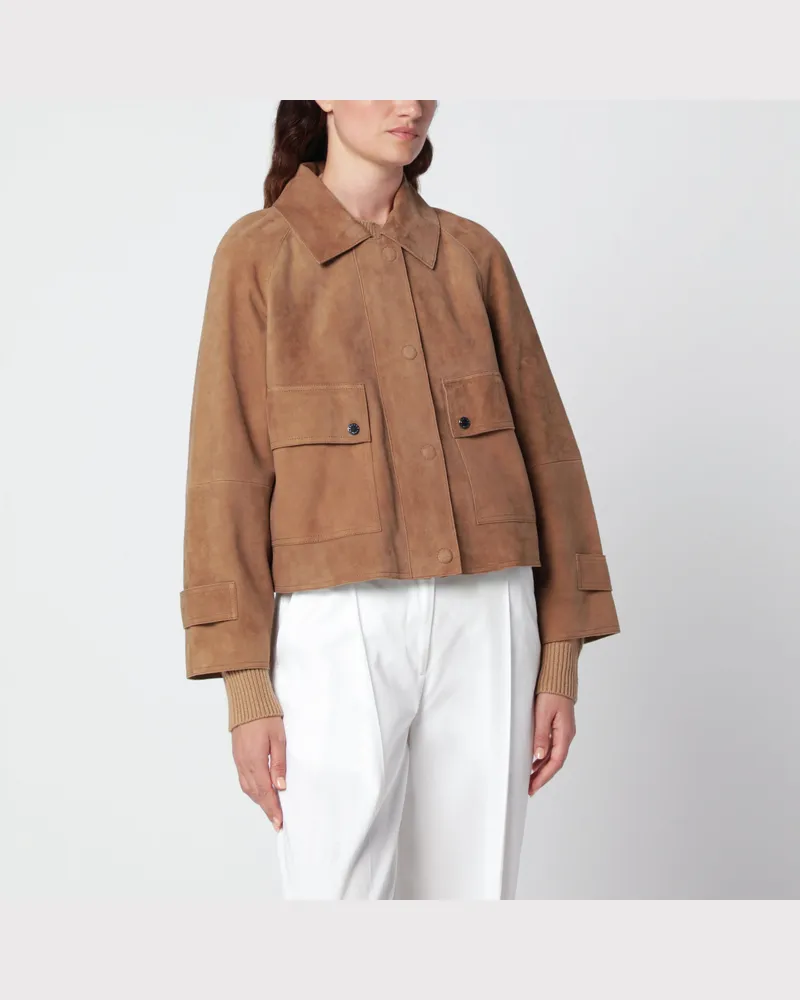 Max Mara Haselnussbraune Jacke aus weichem Wildleder Brown