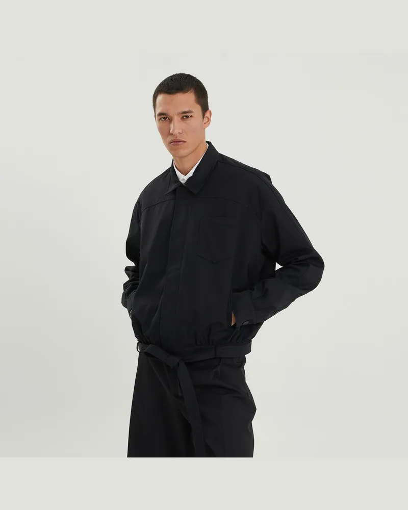 1989 STUDIO Dunkelblaue kurze Trenchjacke Blau