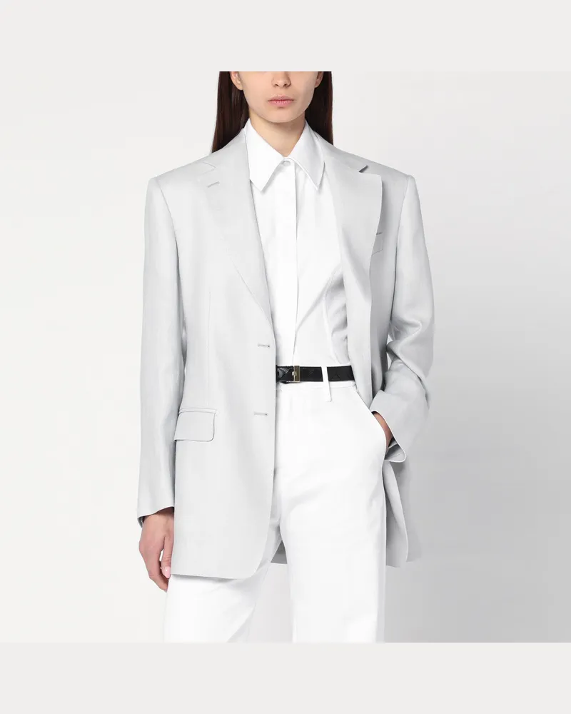 Tagliatore Hellgraue einreihige Jacke aus Leinen Grey