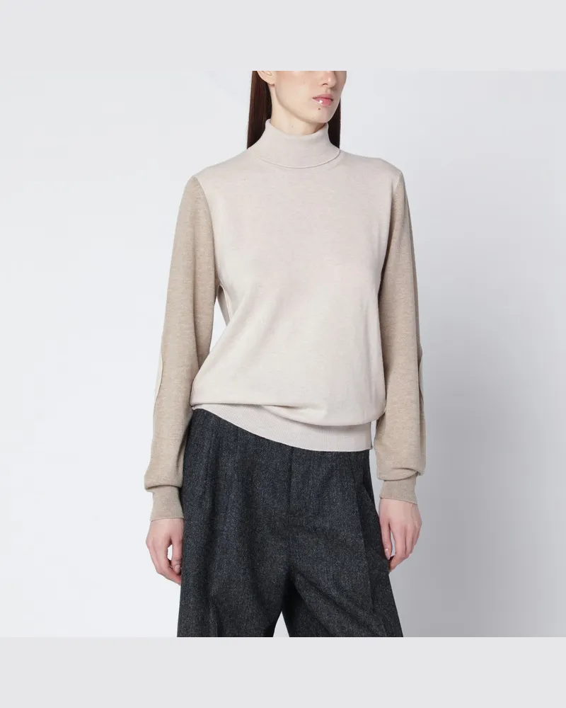 Maison Margiela Zweifarbiger Rollkragenpullover aus Wolle Blau