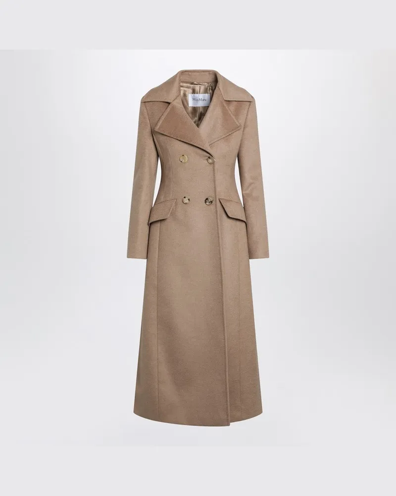 Max Mara Langer camelhaariger Doppelreihiger Mantel Beige