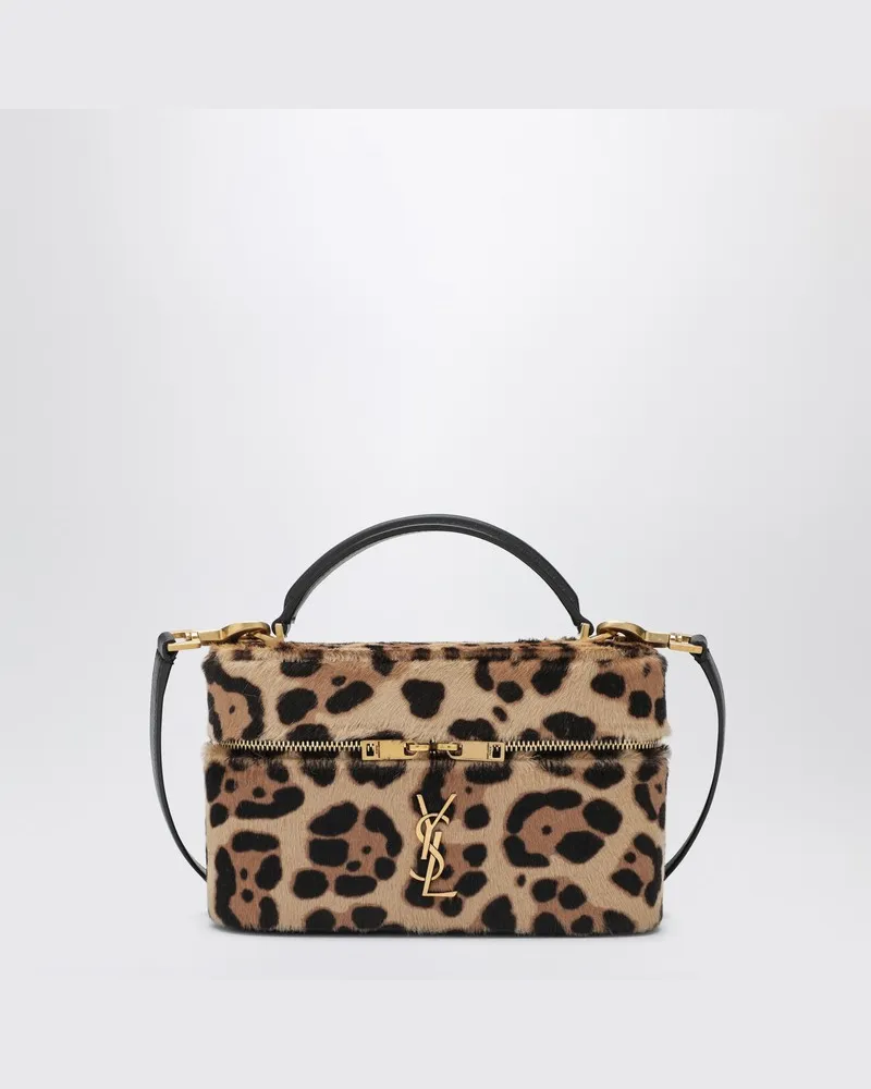 Saint Laurent GABY Vanity-Tasche aus Ponyfellleder mit Leopardenmuster Braun
