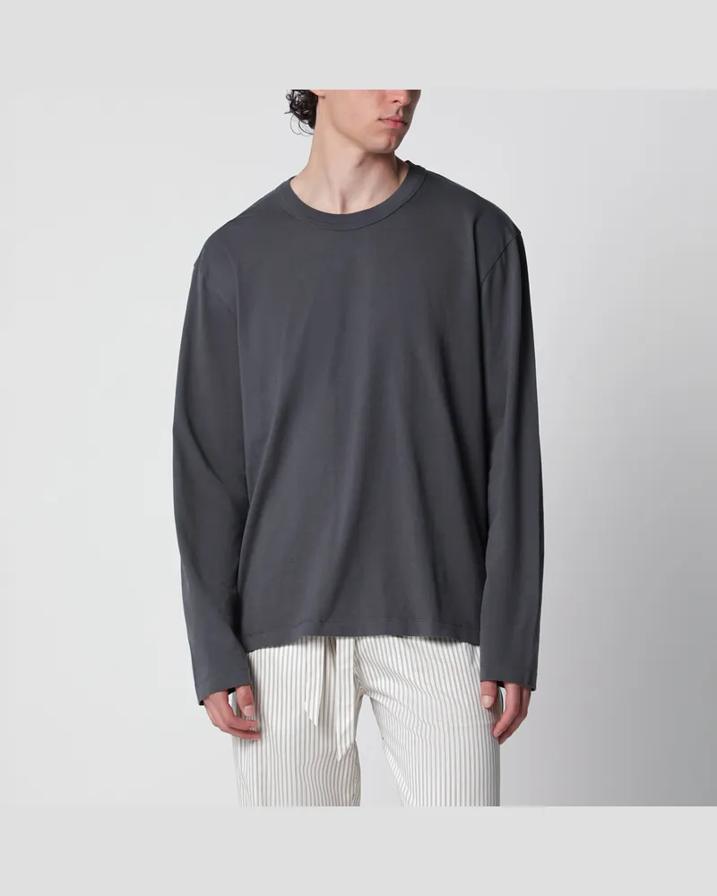 TEKLA Schwarzes verwaschenes Langarm-T-Shirt Grey