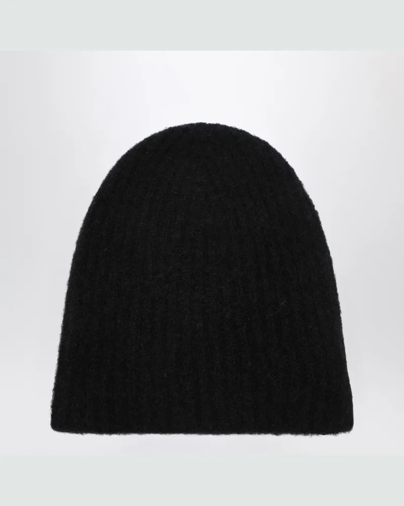 Roberto Collina Schwarze Kaschmir-Rippmütze Black