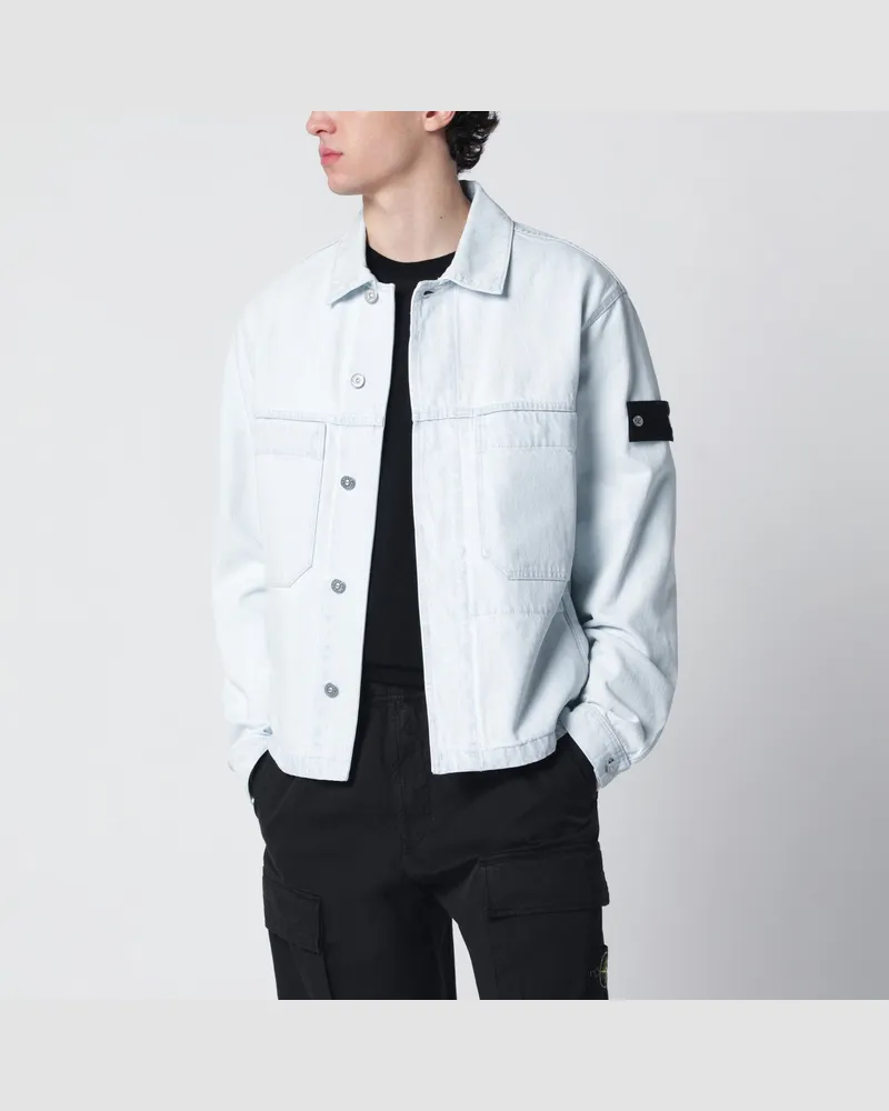 Stone Island Hellblaue Denimjacke Blue