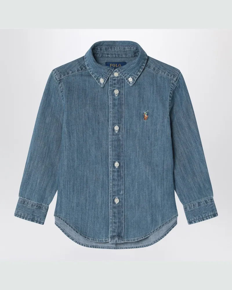 Ralph Lauren Button-Down-Hemd aus blauem Denim Blue