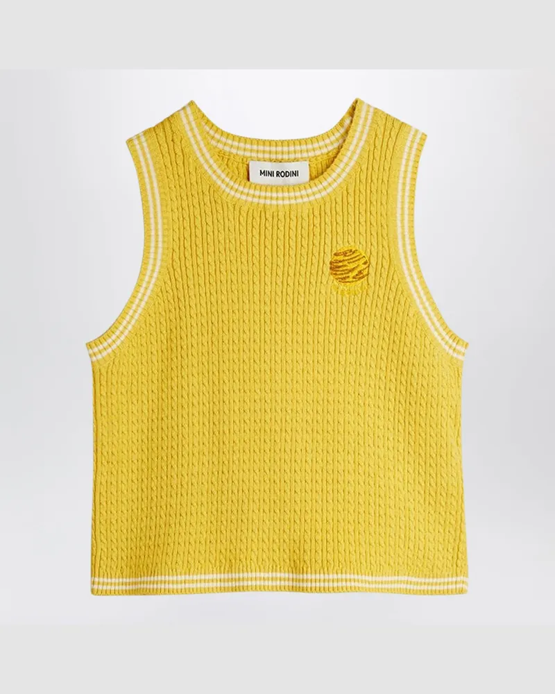 Mini Rodini Gelbes Tanktop im Zopfmusterstrick Yellow