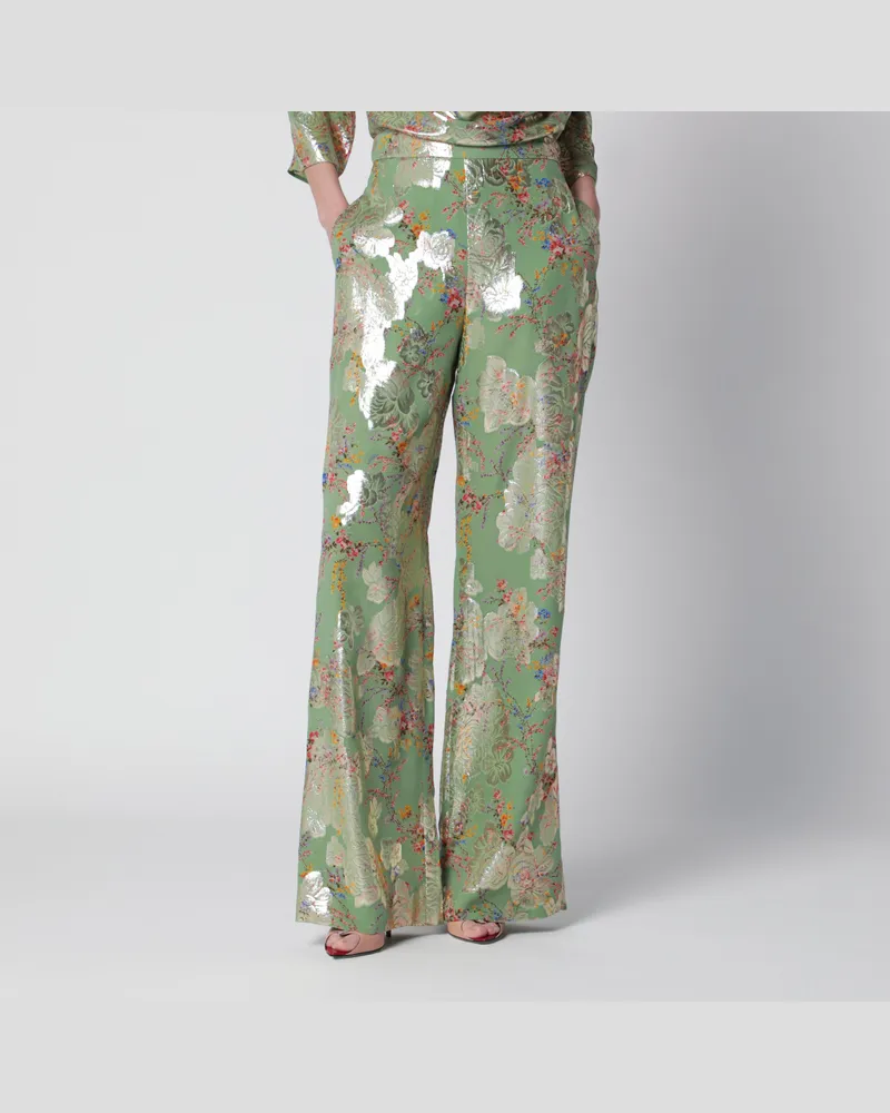 Valentino Garavani Seidenhose mit Allover-Print in Grün Green