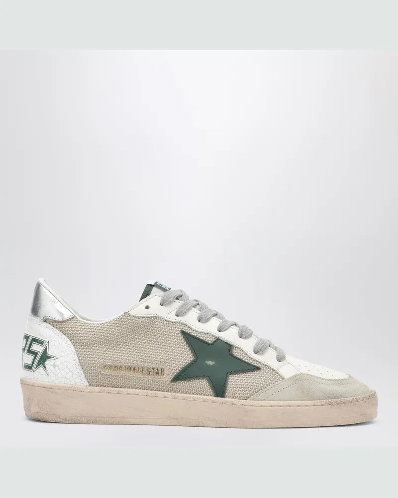 Golden Goose Ballstar Sneaker in Weiß und Grün mit Vintage-Effekt 