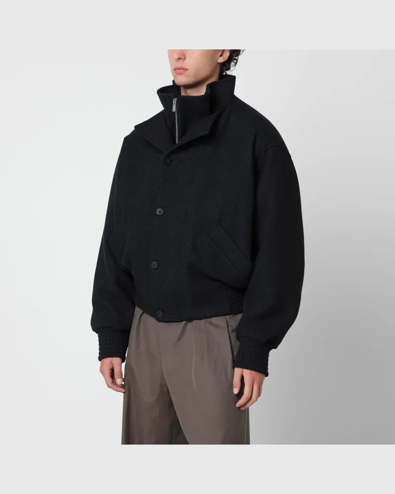Jacquemus Dunkelgraue Bomberjacke aus Wollmischung Grey