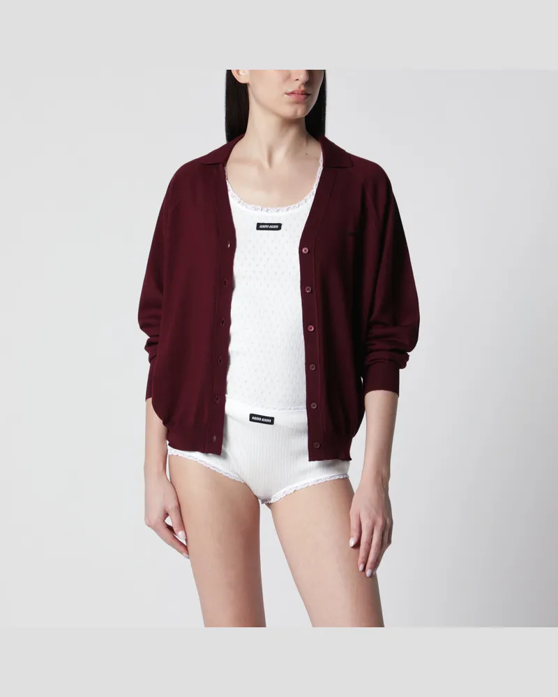 Miu Miu Cardigan aus Amaranth-Wolle Red