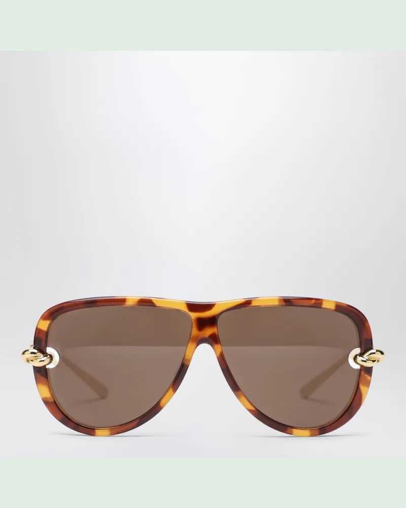 Bottega Veneta Knot Aviator-Sonnenbrille in Havana/Gold Brown