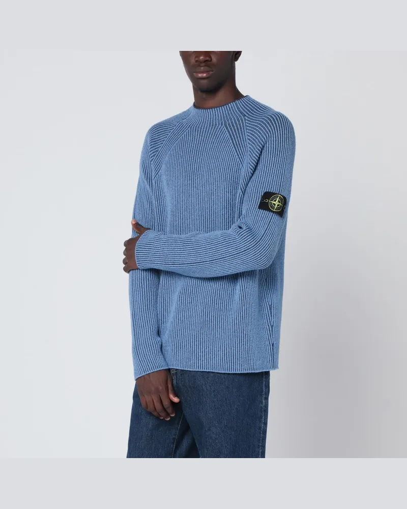Stone Island Hellblauer gerippter Vanisé-Pullover Hellblau