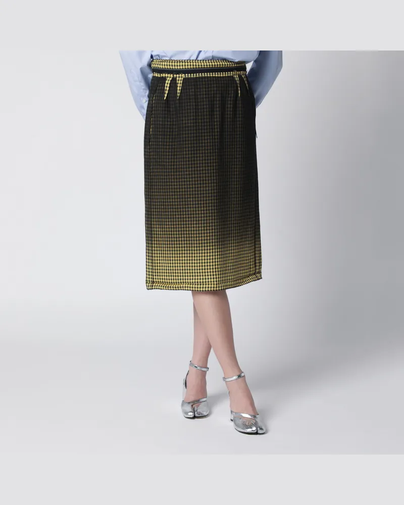 Maison Margiela Midi-Rock aus Schurwolle mit verblasstem Karomuster Black