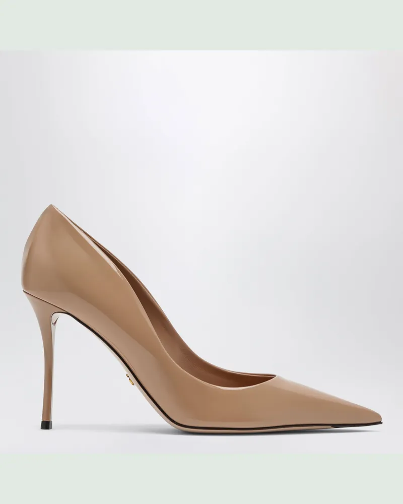 Dolce & Gabbana Dunkelbeige Pumps aus Lackleder Beige