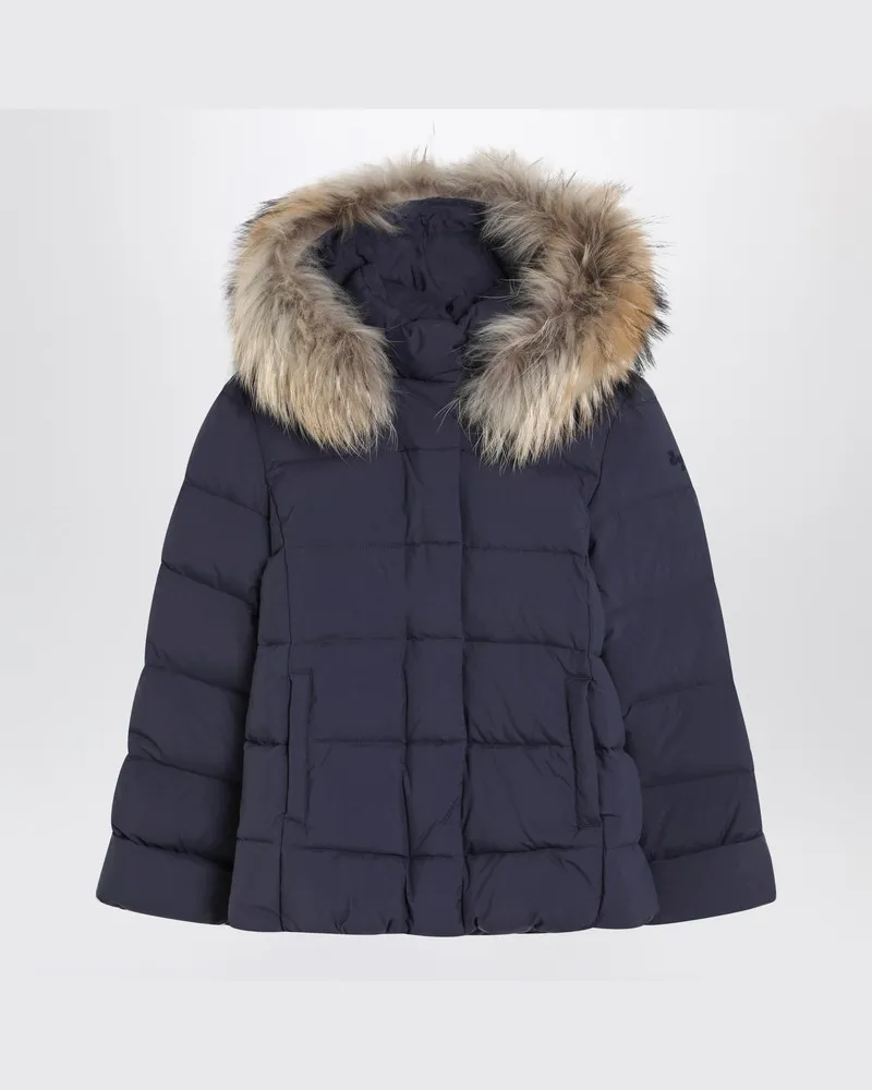 Il Gufo Blaue Daunenjacke mit Kapuze aus Nylon Blau