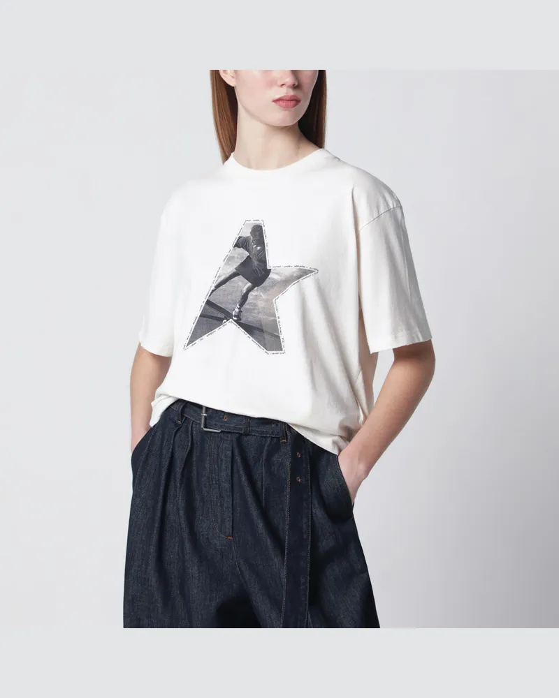 Golden Goose Weißes T-Shirt mit Logoprint White