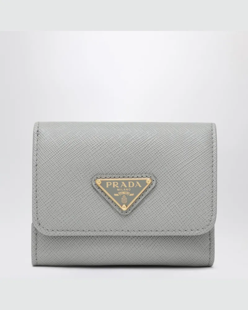 Prada Hellgraue kleine Saffiano-Geldbörse Grey