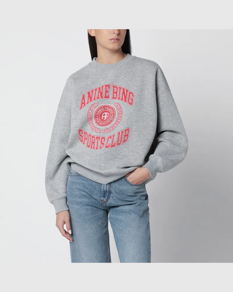 Anine Bing Miles Collegiate graues Baumwoll-Sweatshirt Grey