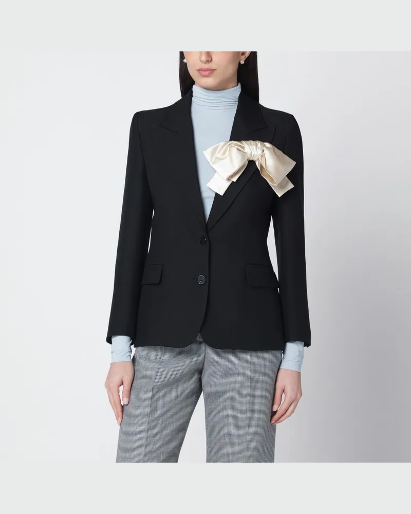 Valentino Garavani Schwarze einreihige Jacke mit Schleife Schwarz