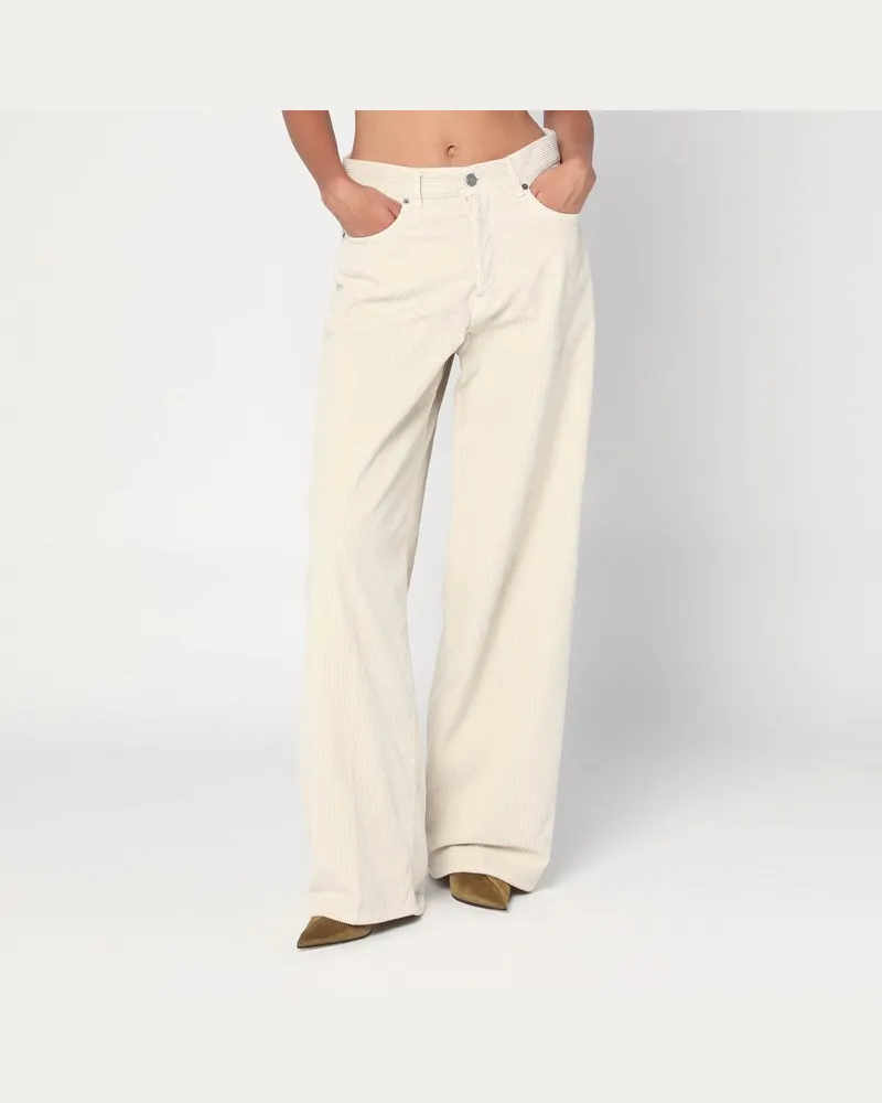 Haikure Weite écrufarbene Cordhose Beige