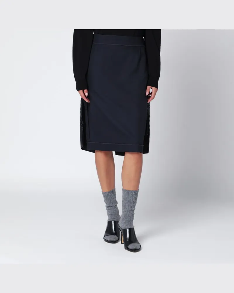 Maison Margiela Blauer Rock mit seitlichen Satin-Einsätzen Blau