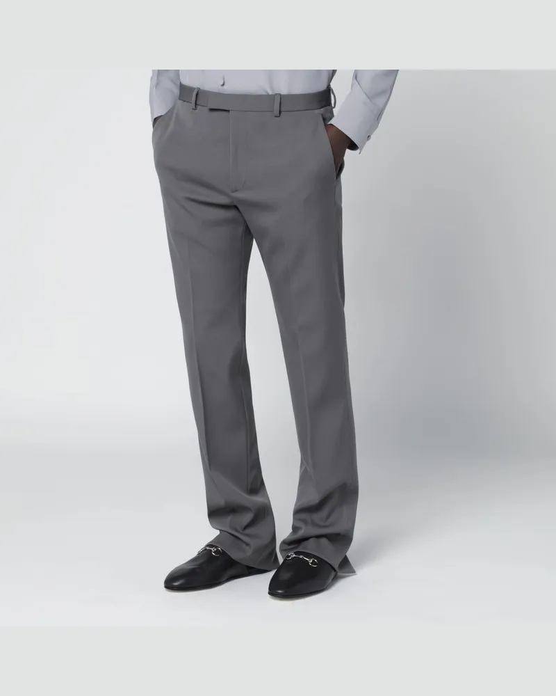 Gucci Graue Hose aus Wollensatin Schwarz