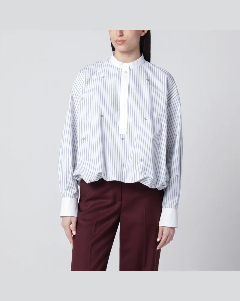 Gucci Violett gestreifte Baumwollbluse mit GG-Stickerei Purple