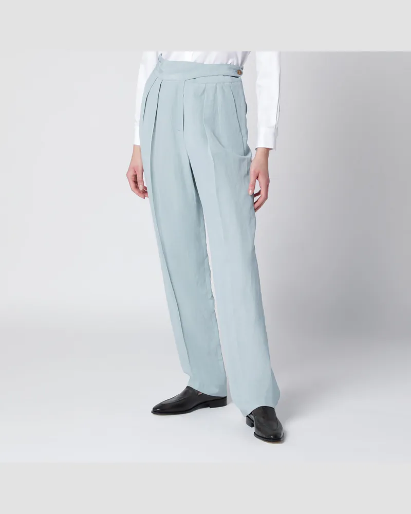 Blazé Milano Tomo Hose in Hellblau aus Seide und Leinen Light