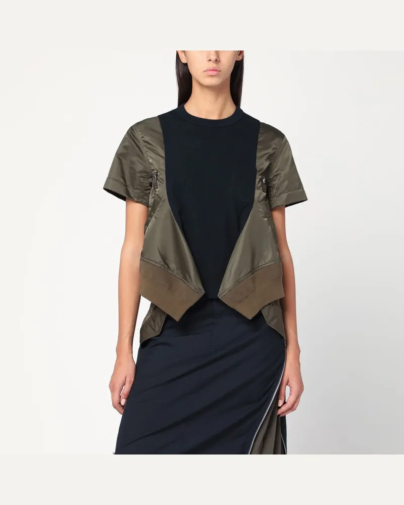 Sacai Blau/kaki T-Shirt aus Baumwolle und Nylon Grün