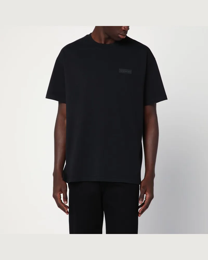 Givenchy Schwarzes Baumwoll-T-Shirt mit Logo-Patch Schwarz