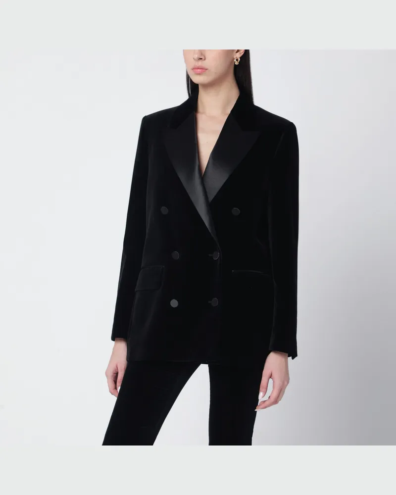 Golden Goose Schwarze Samtjacke mit Satinrevers Black