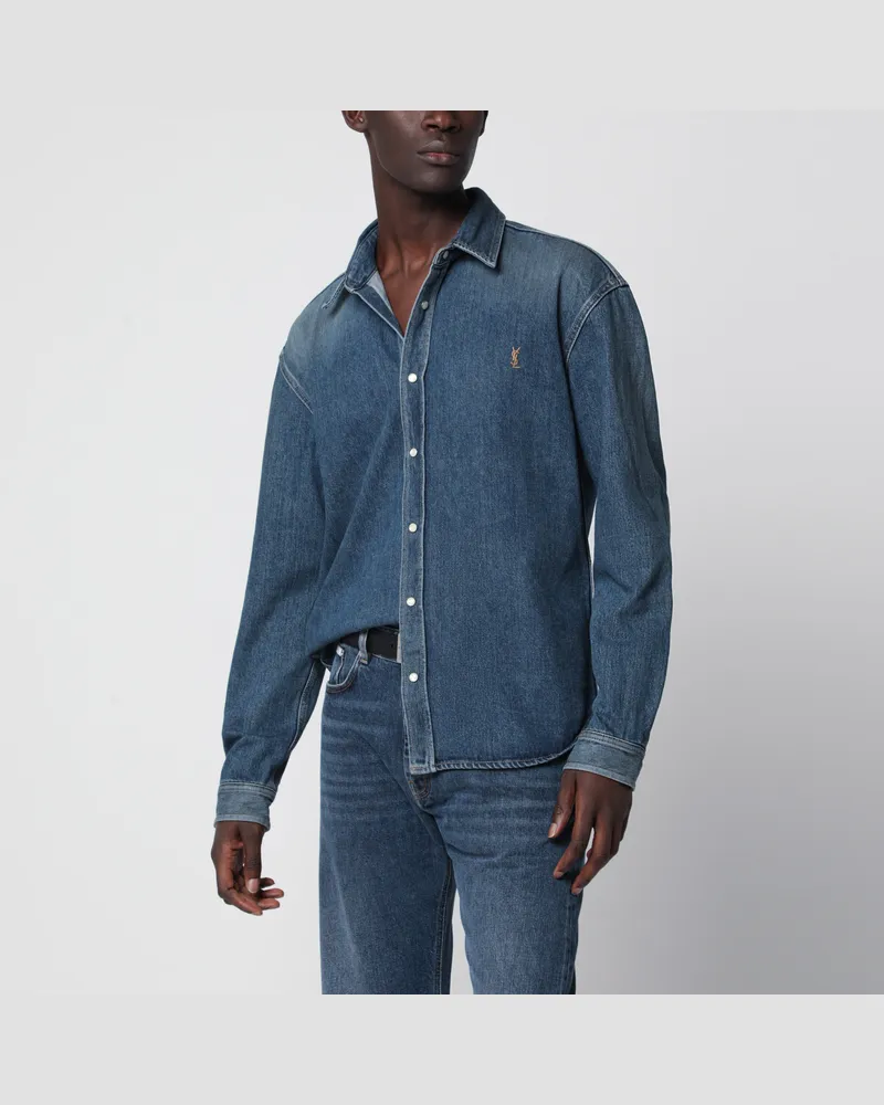 Saint Laurent Blaues Cassandre Jeanshemd Blue