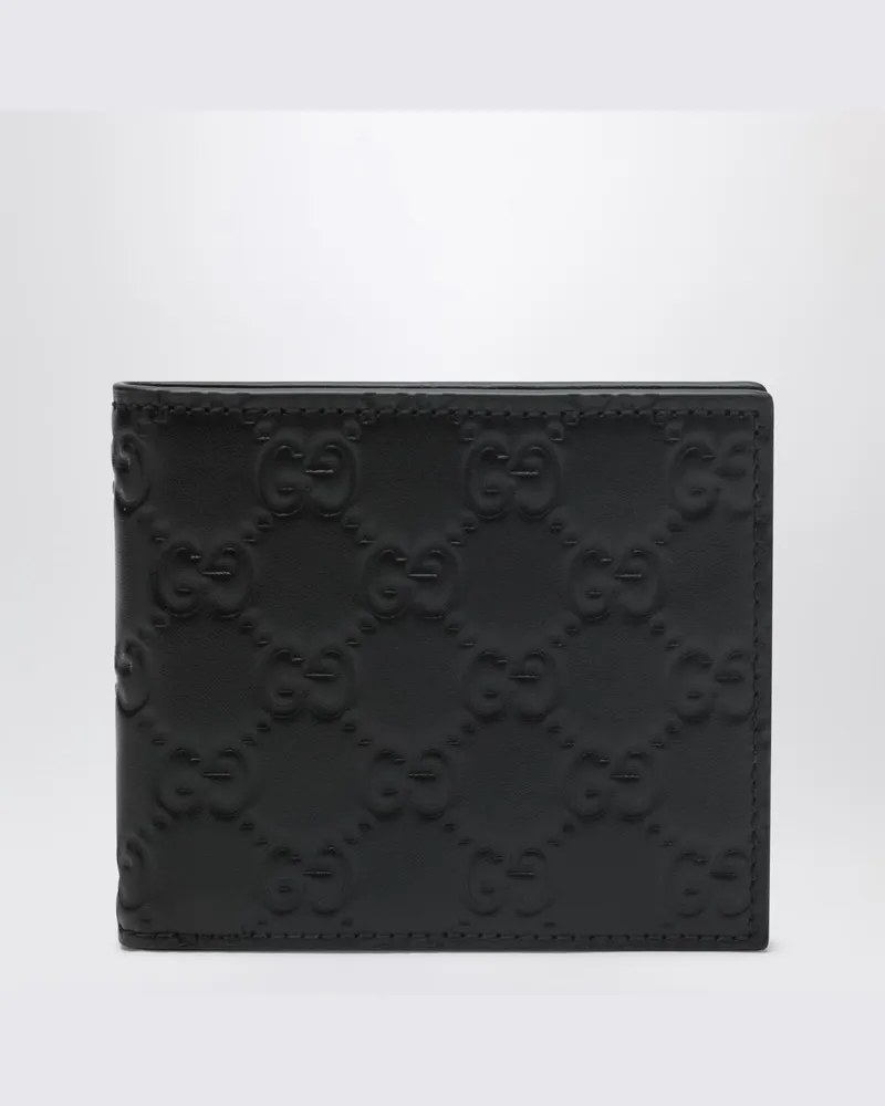 Gucci Schwarzes GG-Emblem-Bi-Fold-Portemonnaie Schwarz